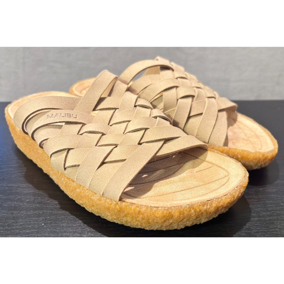 MALIBU SANDALS Zuma Vegan Suede Rubber Beige Women's Size 7 Men's 5 - Picture 1 of 7